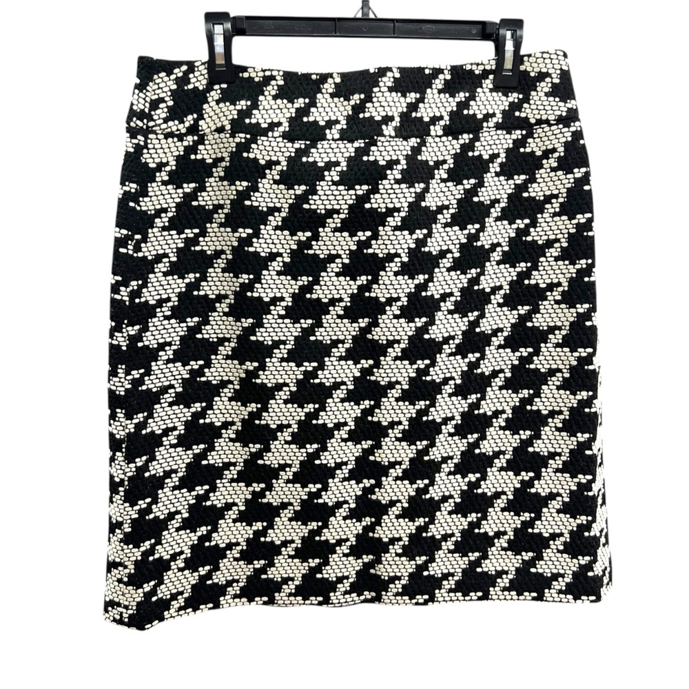 Talbots‎ Black White Houndstooth Pencil Skirt Wool Blend Knee Length 12